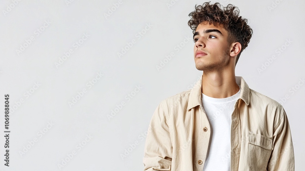 Obraz premium Young Man Showcasing His Casual Style Confidently