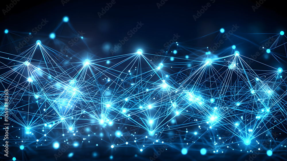Abstract network connection with vibrant blue lights Abstract network connection with vibrant blue lights