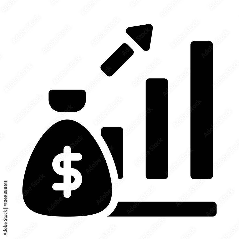 Upward Graph With Money Solid Icon Upward Graph With Money Solid Icon