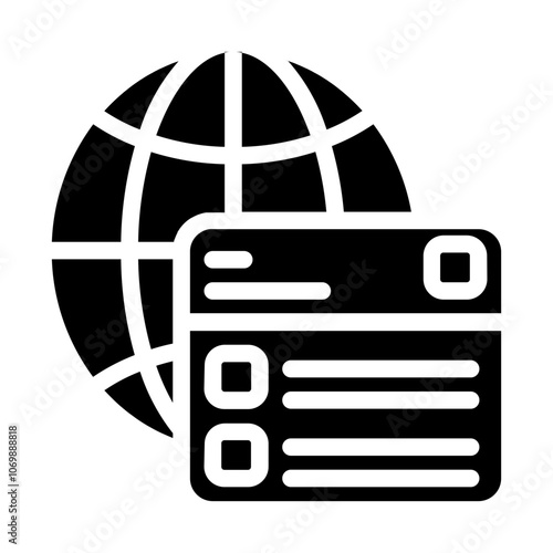 Web Page with Globe Solid Icon