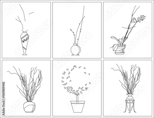 Vector sketch illustration of silhouette image of ornamental plant decoration design with beautiful graphics for garden greening