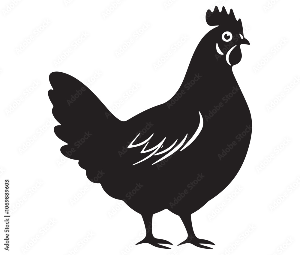 Fototapeta premium Silhouette of a chicken icon, Hen Silhouette Vector Illustration