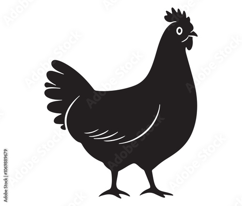 Silhouette of a chicken icon, Hen Silhouette Vector Illustration