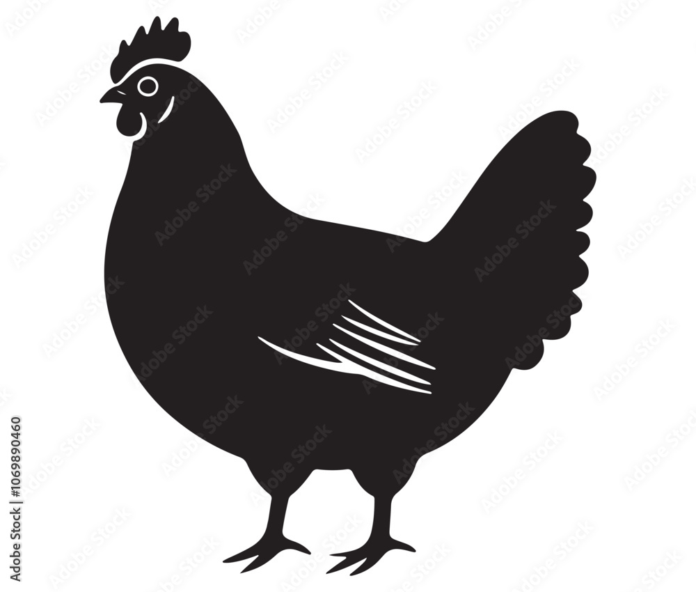Fototapeta premium Silhouette of a chicken icon, Hen Silhouette Vector Illustration