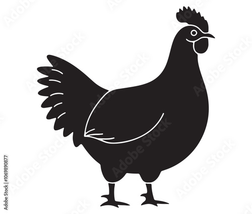 Silhouette of a chicken icon, Hen Silhouette Vector Illustration