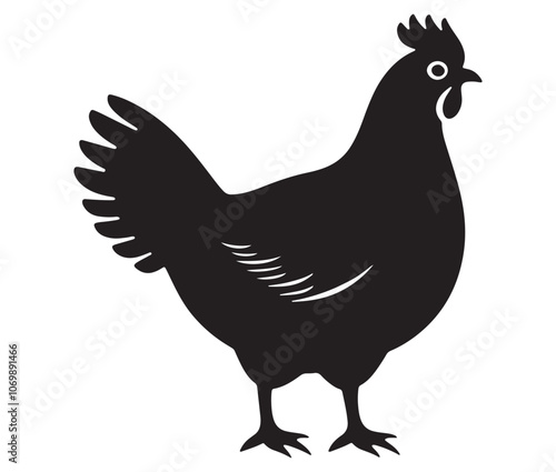 Silhouette of a chicken icon, Hen Silhouette Vector Illustration