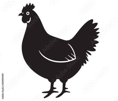 Silhouette of a chicken icon, Hen Silhouette Vector Illustration