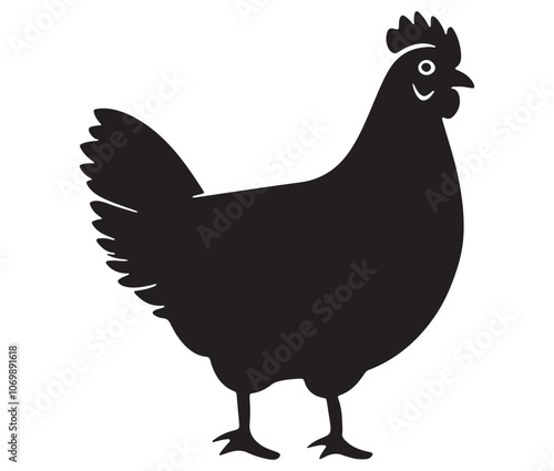 Silhouette of a chicken icon, Hen Silhouette Vector Illustration