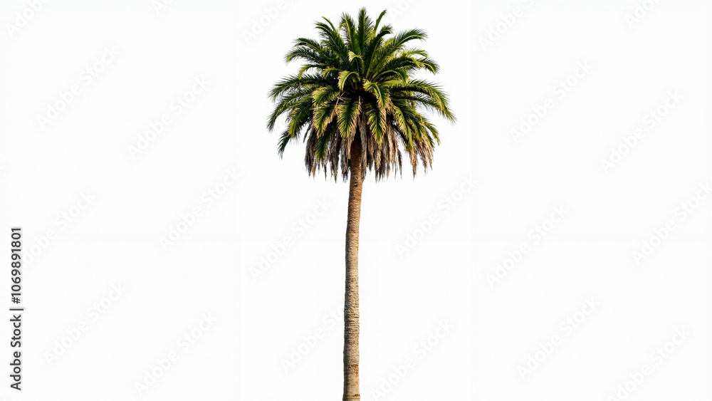 Tropical Palm Tree Isolated on White: Perfect for Beach Resort Ads, Travel Brochures, or Exotic Product Packaging Tropical Palm Tree Isolated on White: Perfect for Beach Resort Ads, Travel Brochures, or Exotic Product Packaging