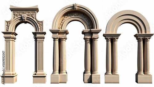 Architectural Elegance: Three Classical Stone Arches for Design, Renovation, and Historical Education photo