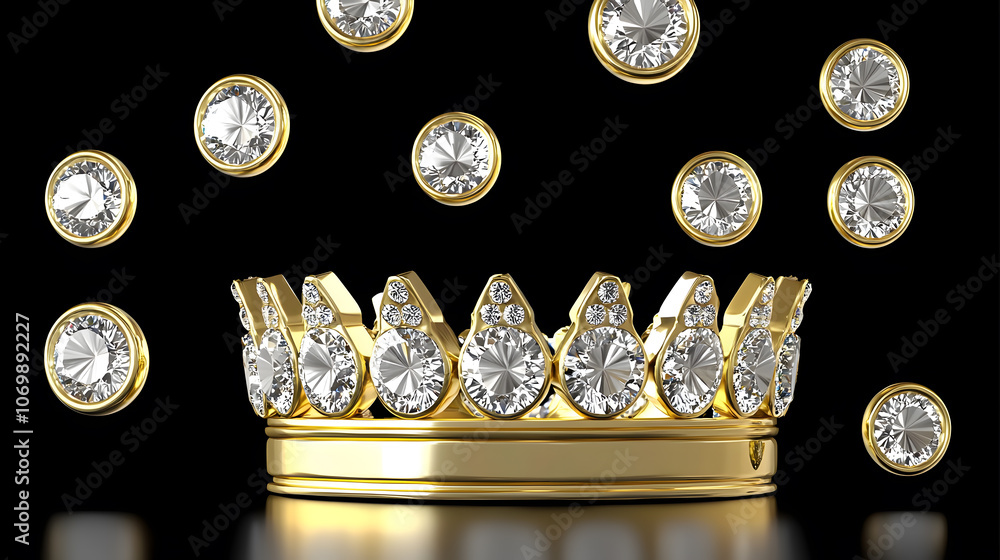 Elegant golden crown adorned with sparkling gems Elegant golden crown adorned with sparkling gems