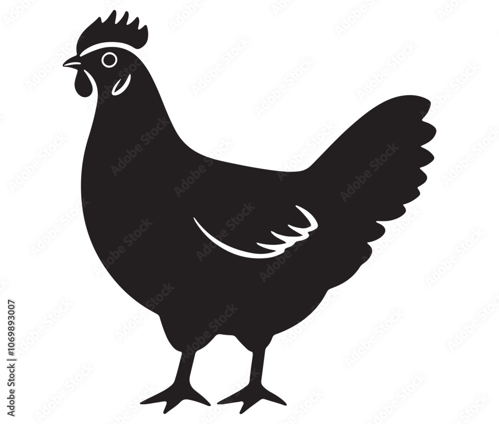 Silhouette of a chicken icon, Hen Silhouette Vector Illustration Silhouette of a chicken icon, Hen Silhouette Vector Illustration