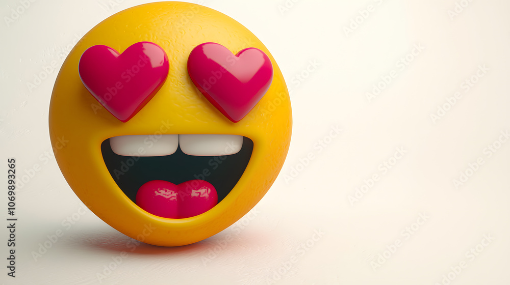 Smiling emoji with heart eyes on a light background Smiling emoji with heart eyes on a light background