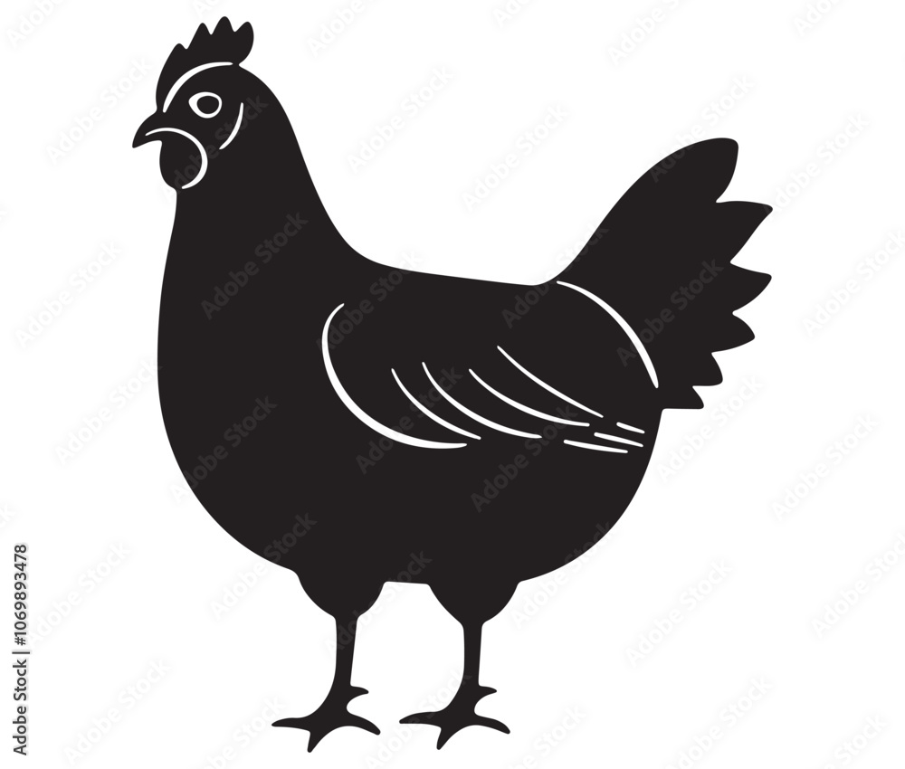 Fototapeta premium Silhouette of a chicken icon, Hen Silhouette Vector Illustration