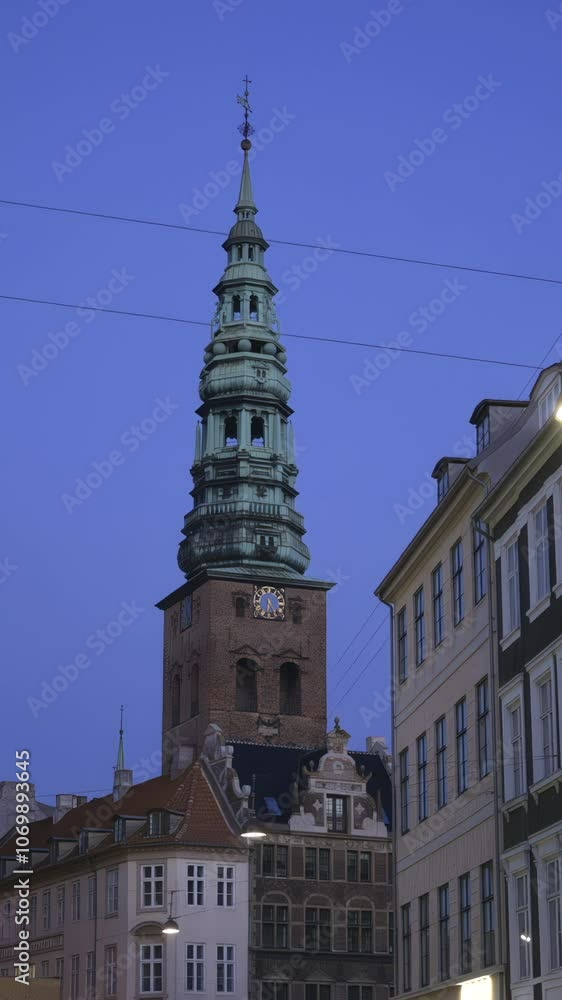 View of the Christiansborg Palace in Copenhagen, Denmark in the evening. Vertical View of the Christiansborg Palace in Copenhagen, Denmark in the evening. Vertical