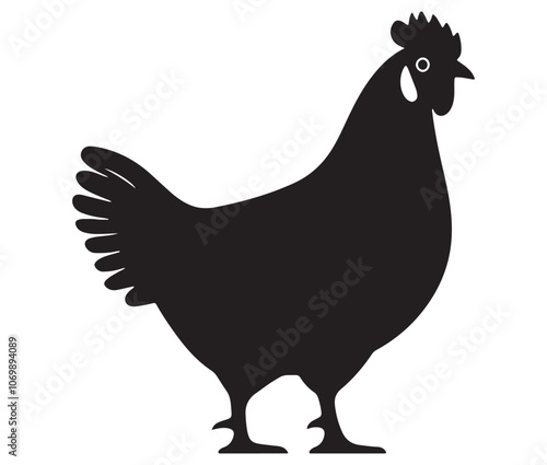 Silhouette of a chicken icon, Hen Silhouette Vector Illustration