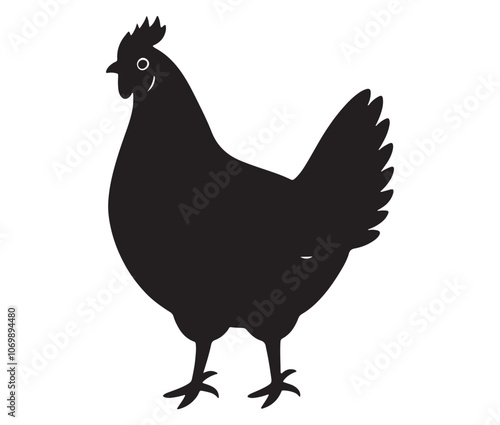Silhouette of a chicken icon, Hen Silhouette Vector Illustration