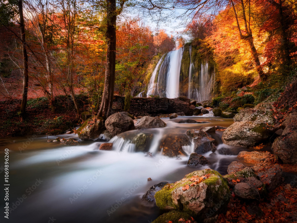 waterfall in autumn waterfall in autumn