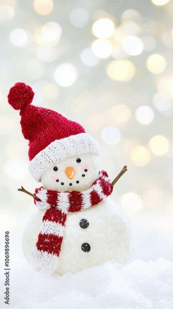 A snowman wearing a red hat and scarf. AI. A snowman wearing a red hat and scarf. AI.