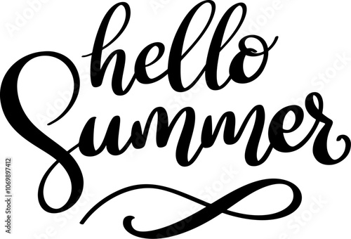 Hello summer. Lettering phrase isolated on white background. Vector illustration