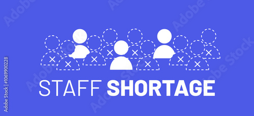 Staff shortage concept. Minimal vector illustration for recruiting problem. Abstract icons with absent people. Labor and personell crisis.
