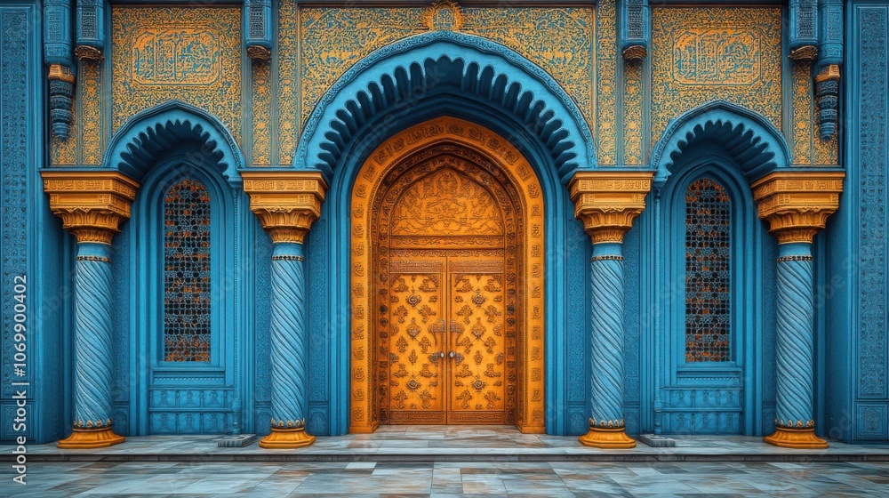 Fototapeta premium A Beautiful and Colorful Islamic Ramadan Greetings Background Design Perfect for Celebratory Cards and Digital Invitations