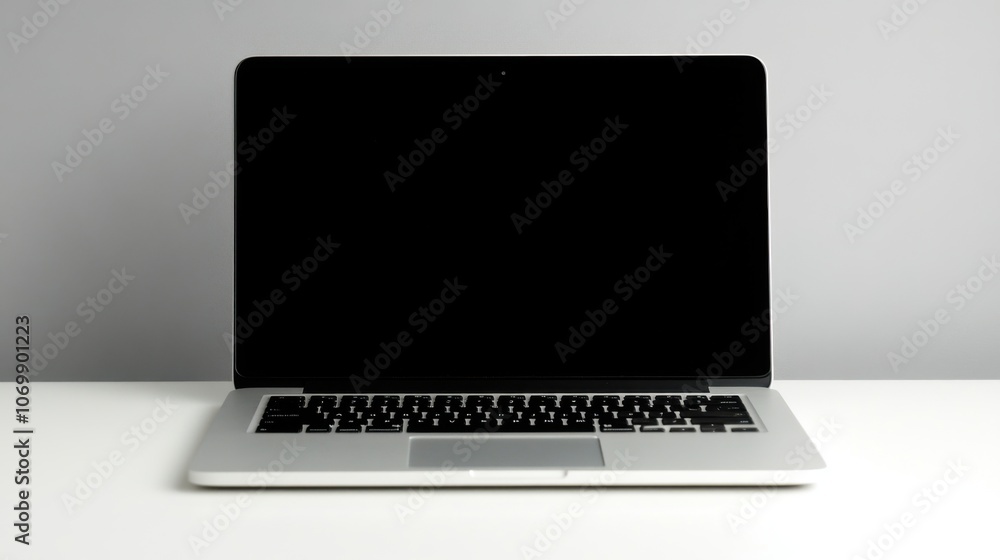 Fototapeta premium Image of a computer on a desk in a minimalist office to convey the concept of working and using technology in the workplace.