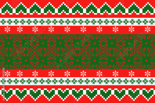 Christmas seamless pattern with deer and trees in a Nordic tribal design,perfect for festive decorations, vintage designs, and holiday-themed textiles,Traditional ethnic, geometric, ethnic,culture,