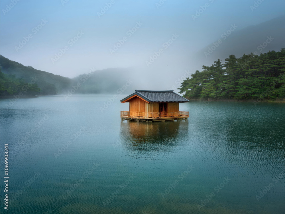 Fototapeta premium cottage in the lake