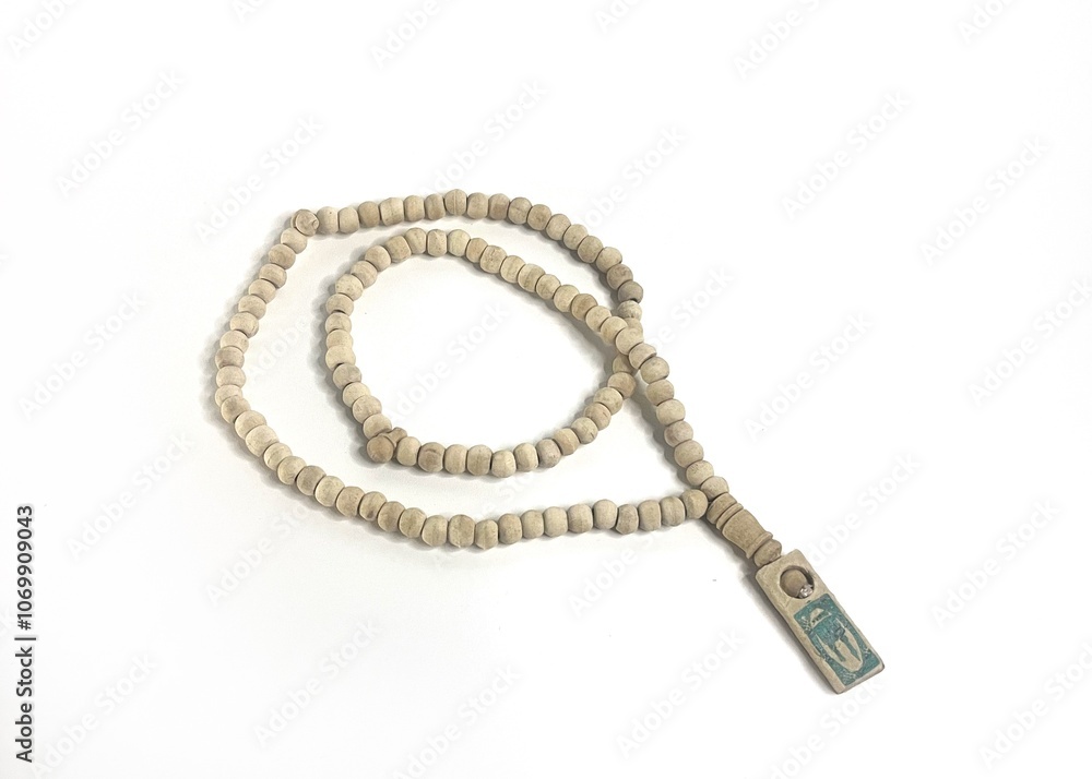 prayer beads for dhikr on an isolated white background prayer beads for dhikr on an isolated white background