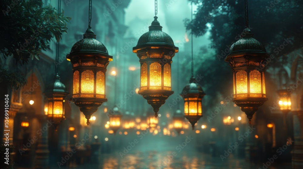 Stunning Ramadan-Themed Green Background Featuring Lanterns Perfect for Islamic Celebrations and Events Stunning Ramadan-Themed Green Background Featuring Lanterns Perfect for Islamic Celebrations and Events