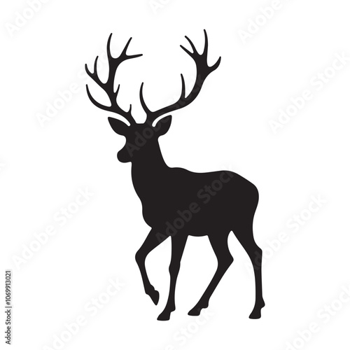 Silhouette of a Majestic Deer with Antlers – Elegant Wildlife Design