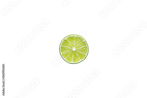 Fresh lime slice on black background, showcasing vibrant green color and texture. Perfect for culinary or beverage themes photo