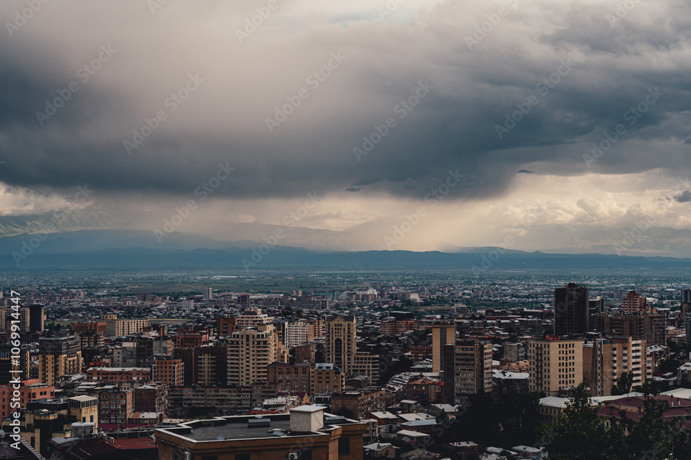 Clouds and storm over the city of Yerevan in Armenia Clouds and storm over the city of Yerevan in Armenia