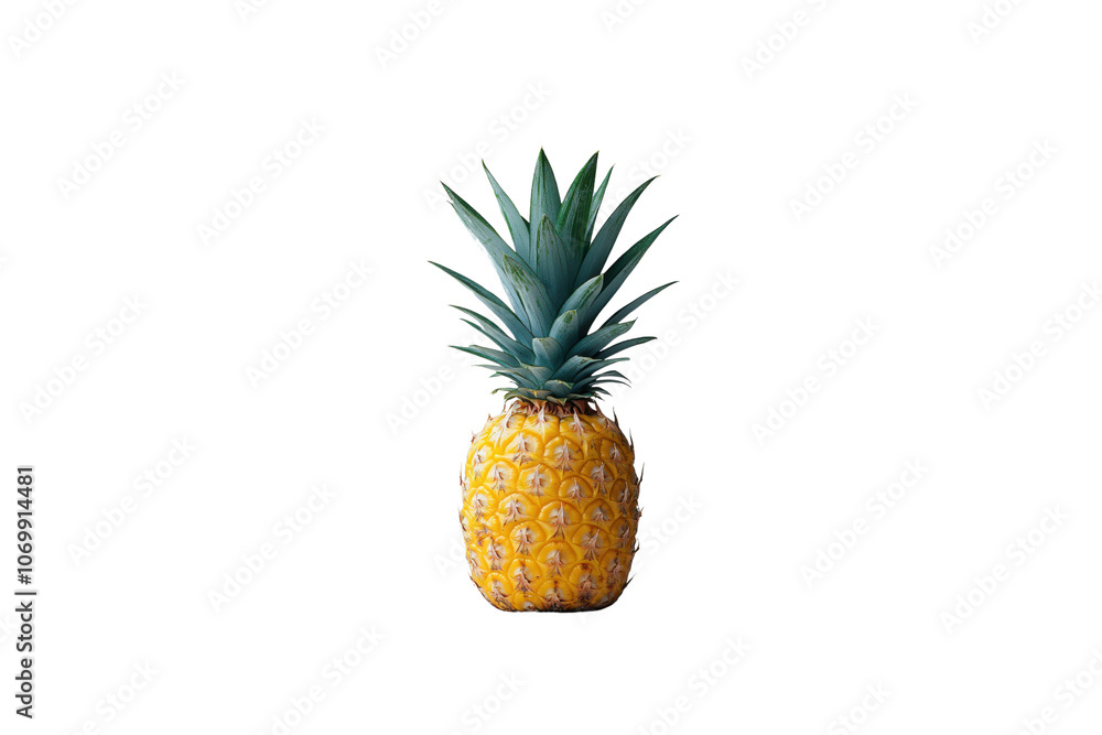Fresh pineapple with vibrant green leaves and textured yellow exterior, perfect for tropical themes and culinary uses Fresh pineapple with vibrant green leaves and textured yellow exterior, perfect for tropical themes and culinary uses