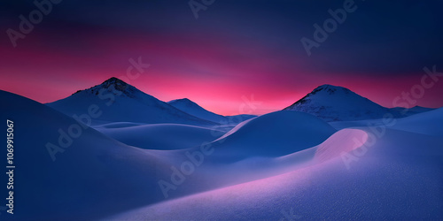 Twilight Winter Landscape with Snowy Dunes