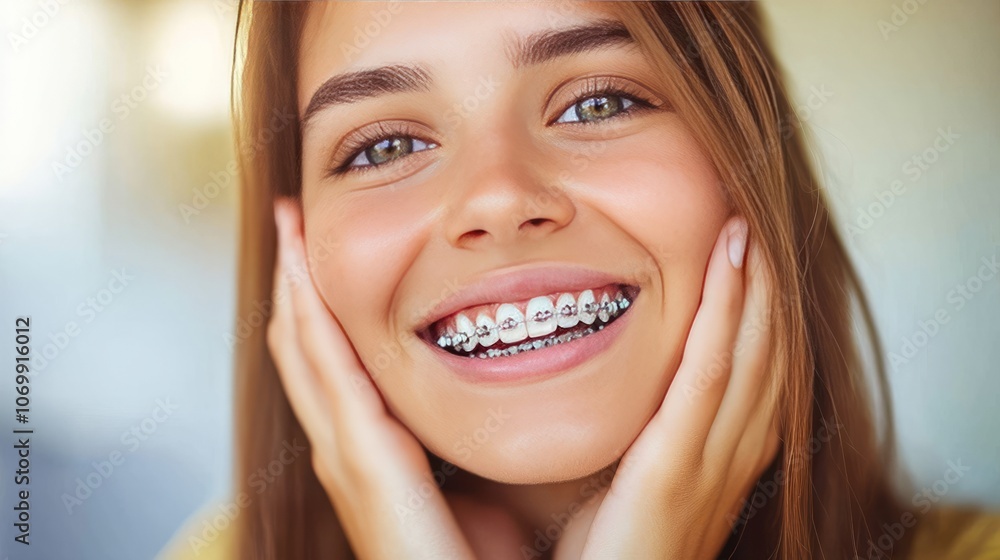 portrait of a smiling patient with brace portrait of a smiling patient with brace