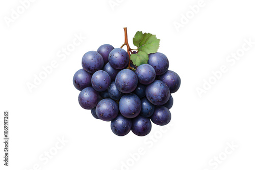 cluster of fresh, juicy purple grapes with water droplets, showcasing their vibrant color and natural shine. Perfect for healthy snacks or desserts