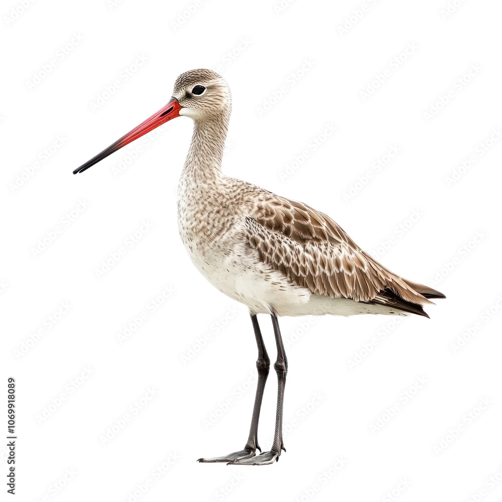 Elegant Bird with Long Beak Standing on White Background Elegant Bird with Long Beak Standing on White Background