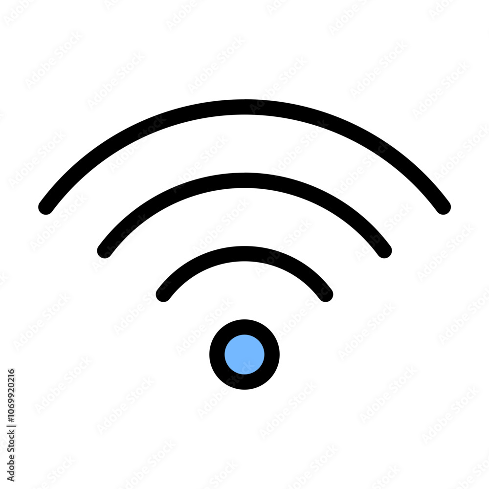 WiFi Signal Icon Wireless Connectivity in Flat Line Color Style WiFi Signal Icon Wireless Connectivity in Flat Line Color Style