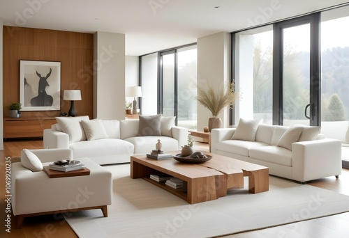 Modern Minimalist Living Room with Neutral Tones.