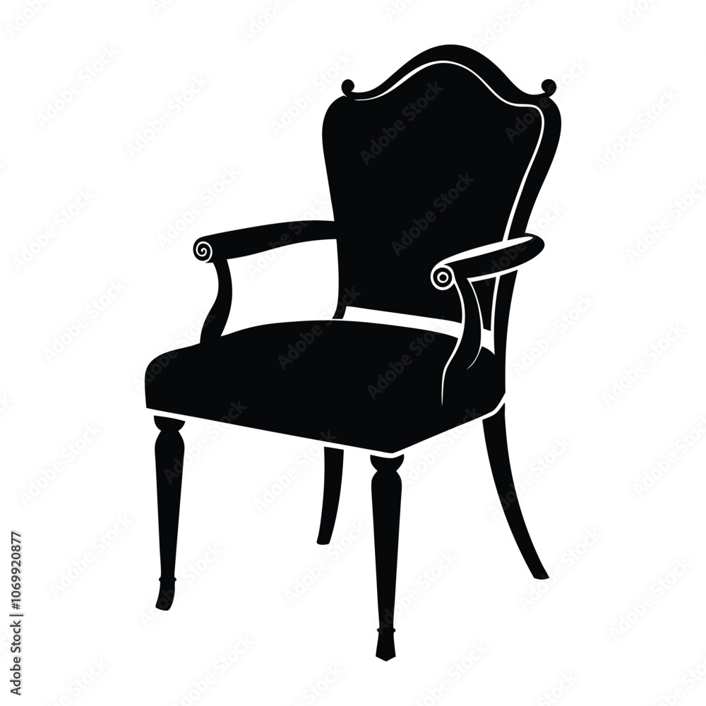 Chair vector silhouette with white background Chair vector silhouette with white background