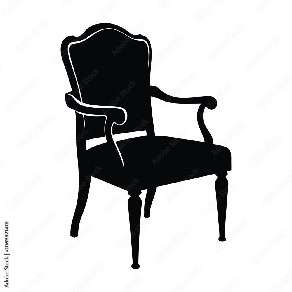 Chair vector silhouette with white background Chair vector silhouette with white background