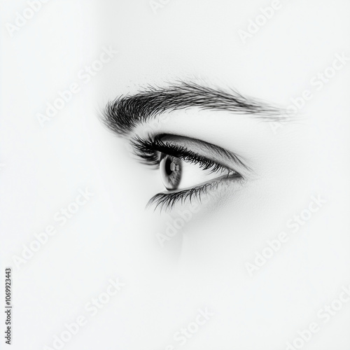 minimalist eye icon on a white background,