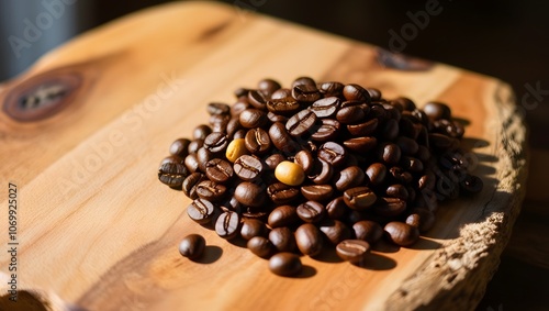 Roasted Coffee Beans on Wooden Surface