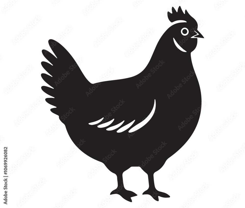 Fototapeta premium Silhouette of a chicken icon, Hen Silhouette Vector Illustration