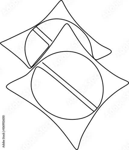 5.epsTwo pillows linear drawing. Vector illustration