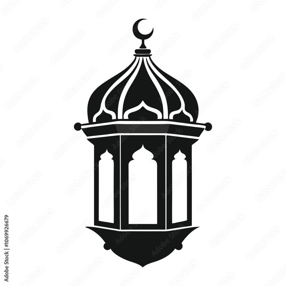 Islamic lantern black vector silhouette with white background Islamic lantern black vector silhouette with white background