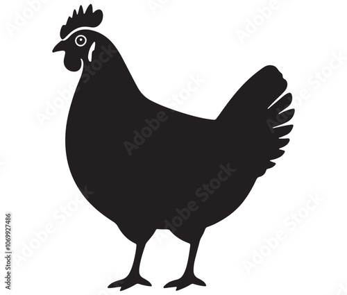 Silhouette of a chicken icon, Hen Silhouette Vector Illustration