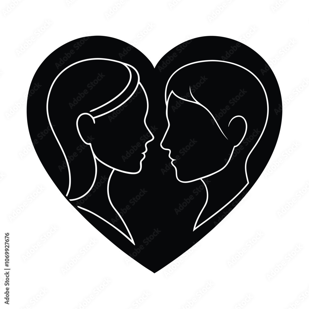 Love shape vector silhouette Drawing outline on white background Love shape vector silhouette Drawing outline on white background